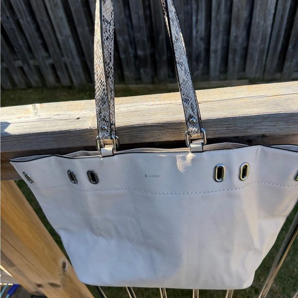 Blush Cream Tote with Snakeskin Straps - Picture 2 of 5